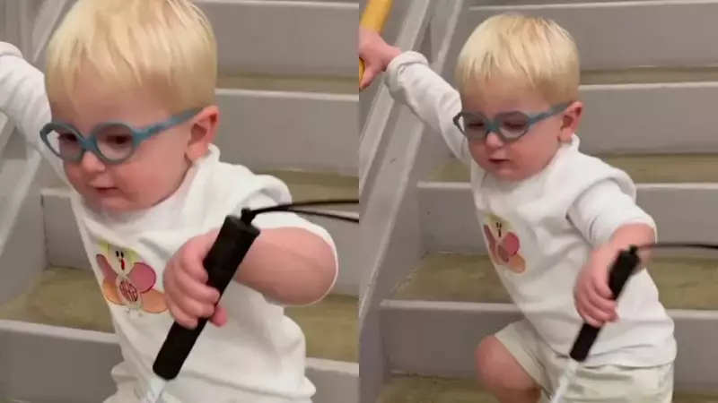 Visually Impaired Boy Simon's Stair Descent Video Wins Hearts Online