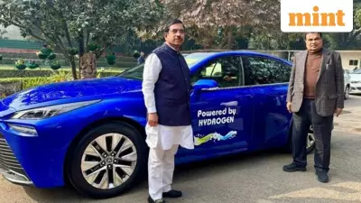 Union Ministers Drive Toyota Mirai, Showcase Hydrogen Mobility Push in Delhi