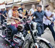 Fadnavis Rides Royal Enfield in Nagpur Roadshow, Boosts BJP Campaign Ahead of Civic Polls