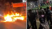TMC and BJP Supporters Clash in Kolkata, Makeshift Stage Set on Fire