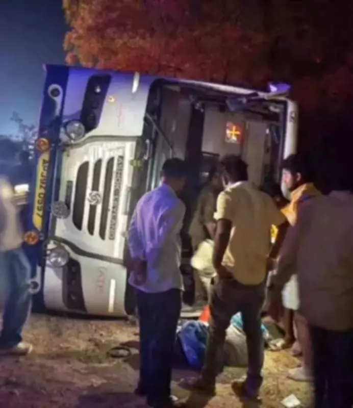 19 Injured as APSRTC Bus Overturns in Jogulamba Gadwal District Accident