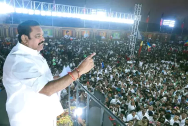 AIADMK's EPS Labels DMK as 'Slave to Congress' in Fiery Erode Rally