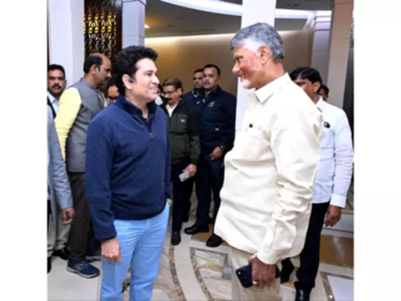 Andhra CM Chandrababu Naidu Meets Cricket Legend Sachin Tendulkar at Delhi Airport