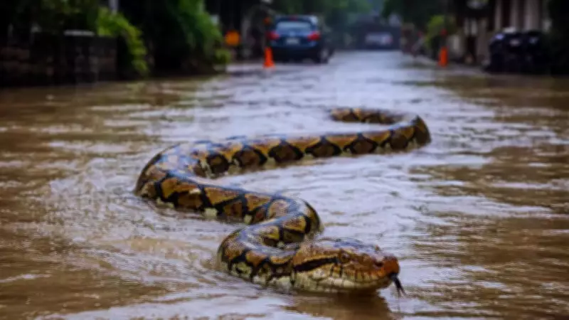 Bali Floods Force Massive Pythons Into Streets, Emergency Teams Deployed