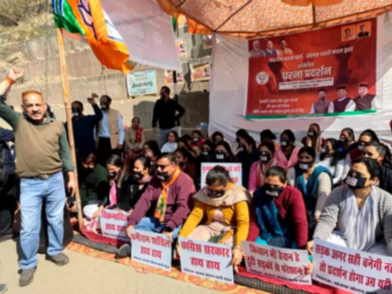 BJP Stages Protest Over Deteriorating Solan-Subathu Road Condition in Himachal