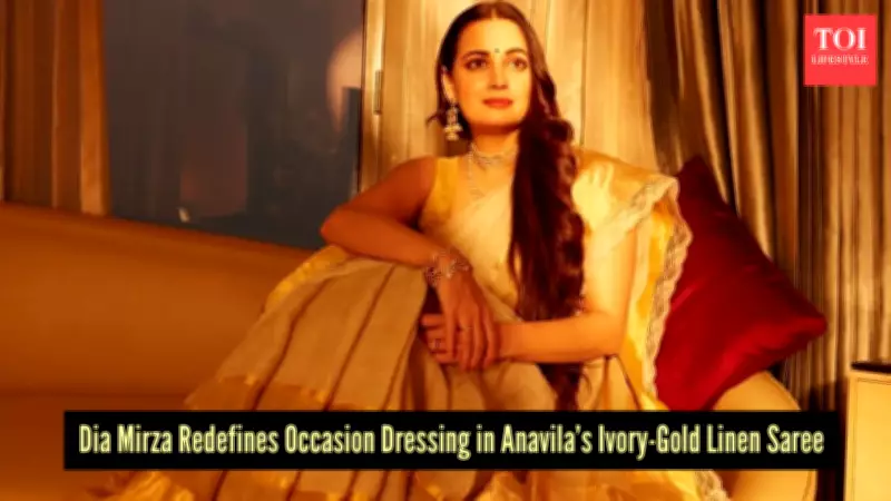 Dia Mirza Stuns in Handwoven Linen Saree at Netflix Event