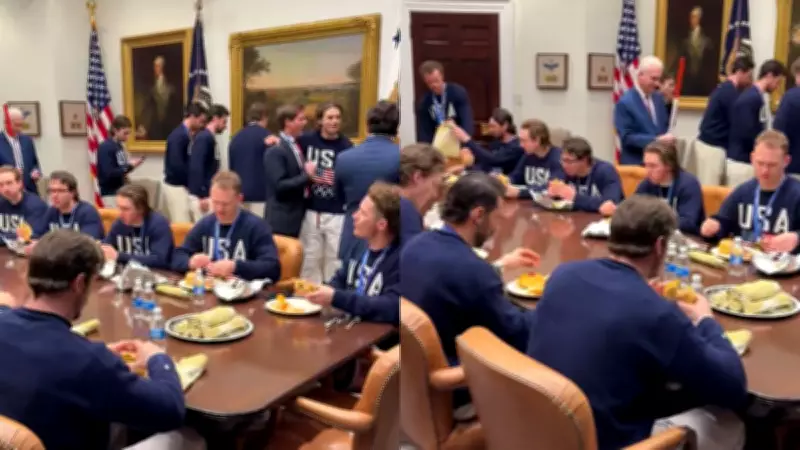 Donald Trump Hosts Winter Olympics Heroes with Double-Stacked Cheeseburgers, Viral Video Celebrates