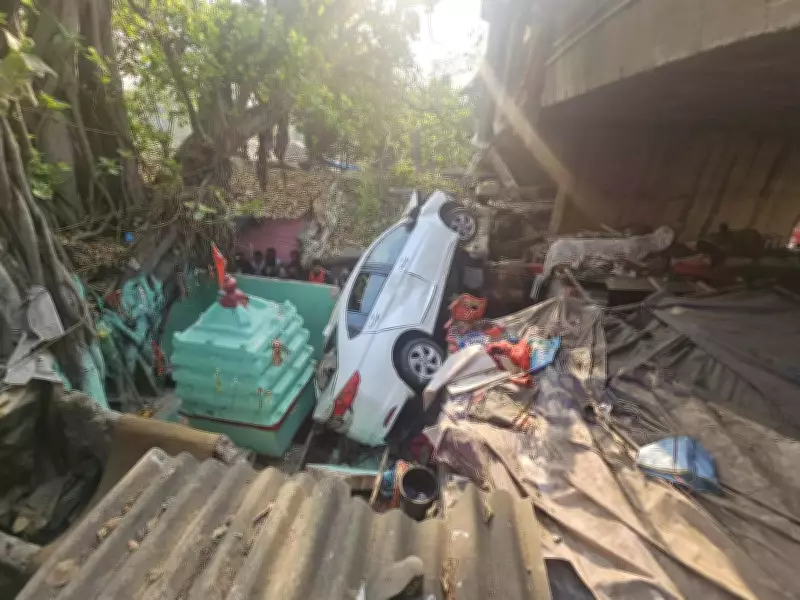 Drunk Driver's Car Plunges 20 Feet Near Bhubaneswar Shanties After Murder-Linked Escape