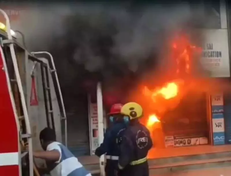 Electrical Fire Destroys Mobile Shop in Hyderabad's Kukatpally Complex