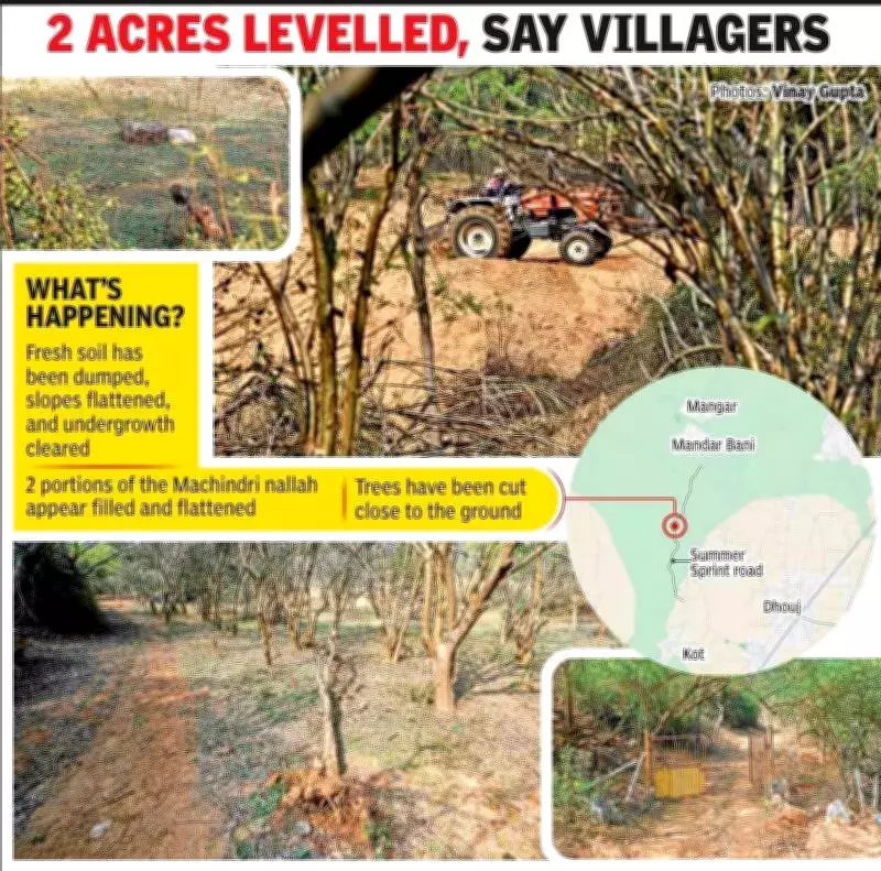 Faridabad's Aravali Foothills Illegally Leveled, Water Channel Buried in Kot Village