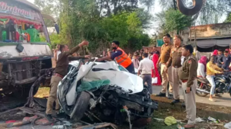 Fatal Crash on Jaipur-Dausa Highway: One Dead, Multiple Injured as Car Collides with Bus