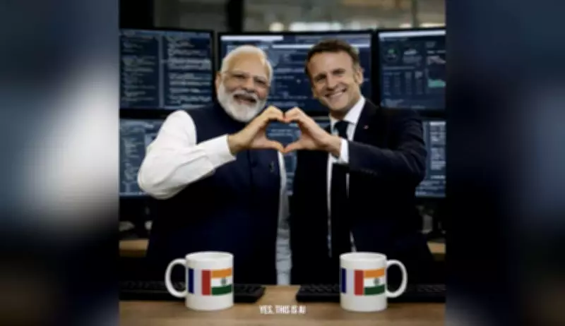 French President Macron Shares AI-Generated Heart Photo Symbolizing PM Modi Ahead of AI Summit