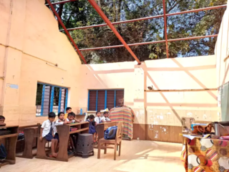 Goa School Students Attend Classes Under Open Sky as Roof Repair Delays