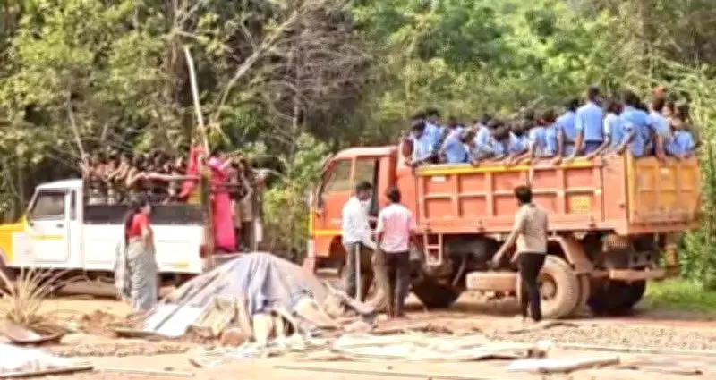 Karnataka Headmaster Suspended for Transporting 70 Students in Goods Vehicles