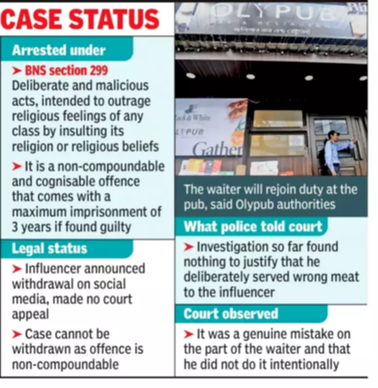 Kolkata Waiter Granted Bail in Influencer Meat Mix-Up Case, Investigation Finds No Malice