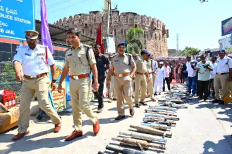 Kurnool Police Crush Modified Bike Silencers, Auto Horns in Crackdown