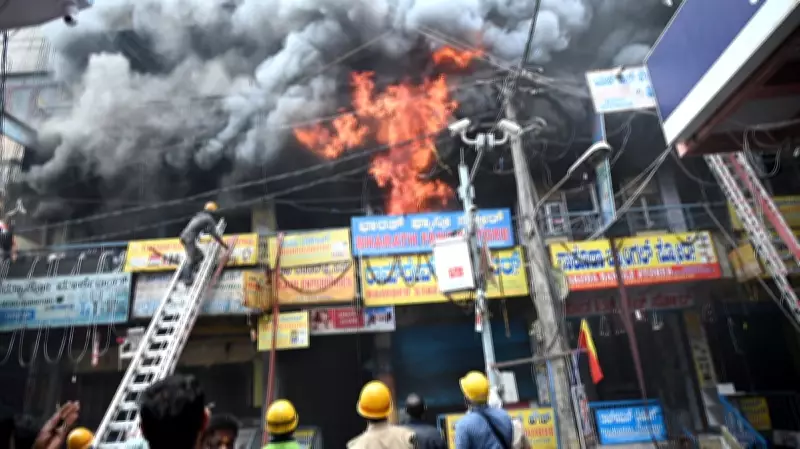 Major Fire Engulfs 21 Shops in Bengaluru's Chickpet Market, Causes Extensive Damage