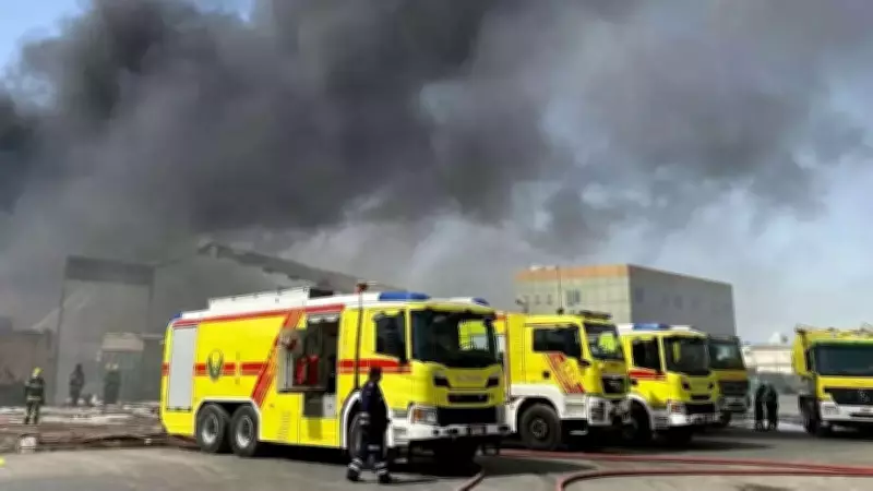 Major Fire Erupts at Abu Dhabi Warehouse, Emergency Teams Respond Swiftly