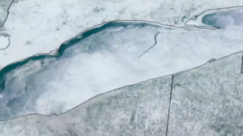 Massive 80-Mile Ice Crack Splits Lake Erie, Visible from Space