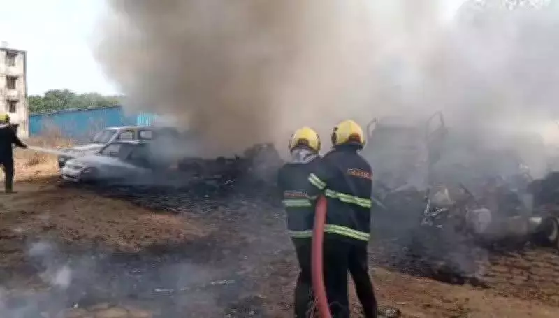 Massive Fire Engulfs Over 70 Vehicles in Pune's Yerawada, No Casualties Reported