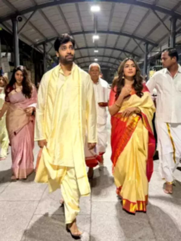 Mrunal Thakur and Adivi Sesh Seek Divine Blessings at Tirumala for 'Dacoit'