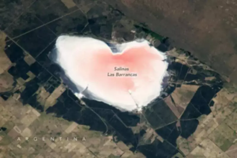NASA Captures Argentina's Pink Heart-Shaped Salt Lake from Space