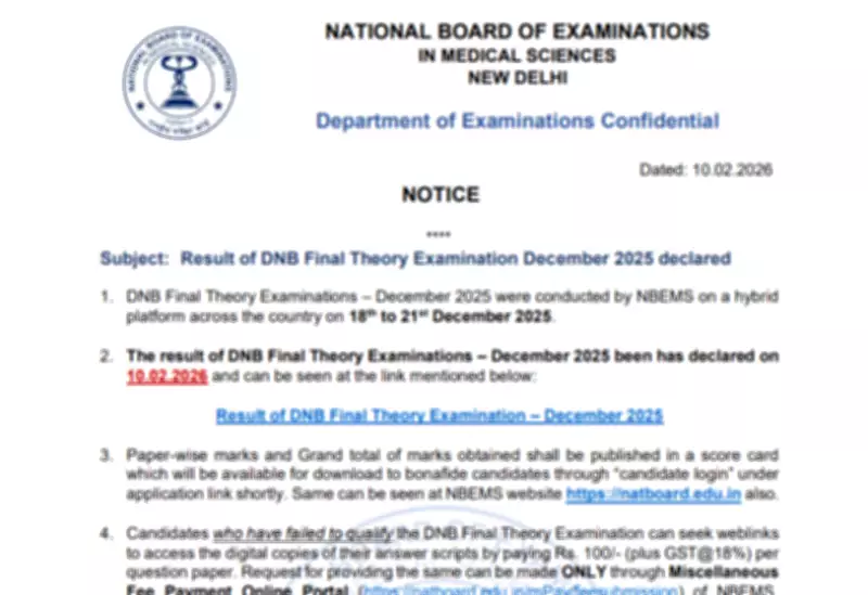 NBEMS Declares DNB Final Theory Exam Results for December 2025 Session