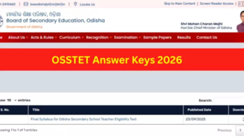 OSSTET 2026 Answer Keys Expected Today: Download Steps at bseodisha.nic.in