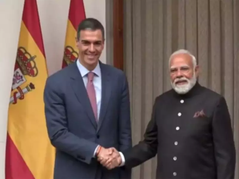PM Modi Hosts Spanish President Pedro Sanchez at Hyderabad House During AI Summit