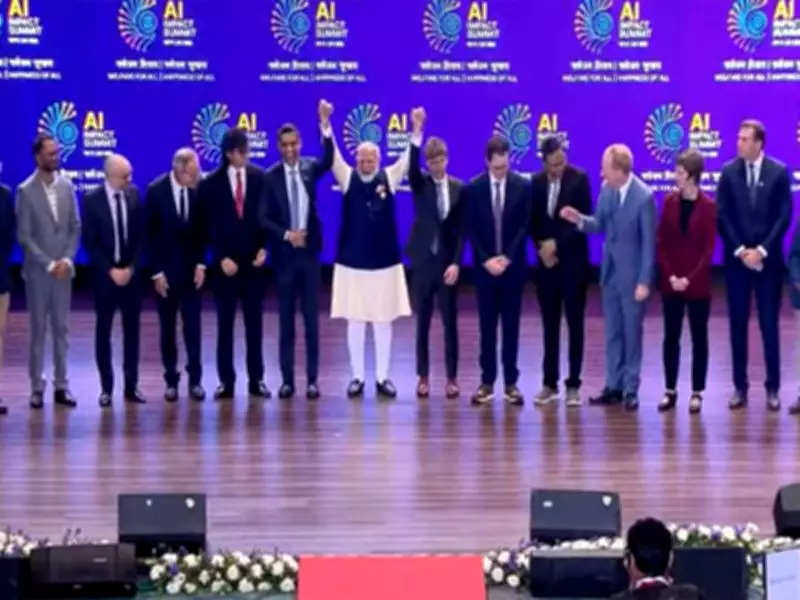 PM Modi Joins Global Leaders and Tech Titans for Group Photo at AI Impact Summit