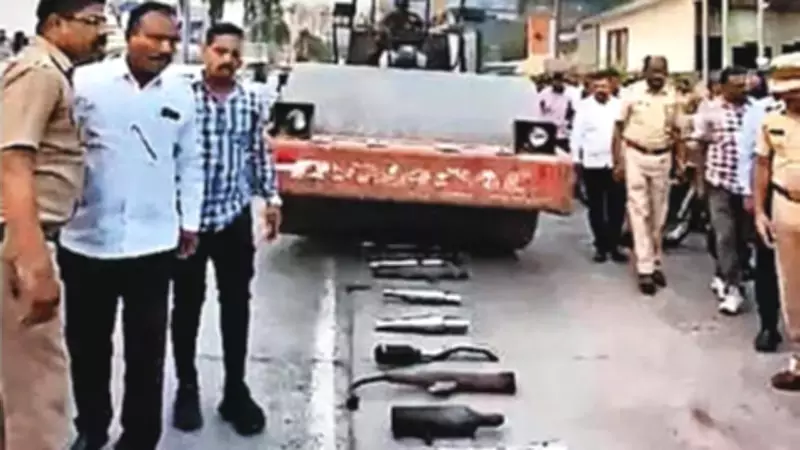 Pune Police Crush 45 Modified Bike Silencers in Kharadi Crackdown