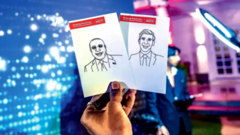 Robot Sketches Caricatures of Rishi Sunak & David Lammy at Delhi AI Summit