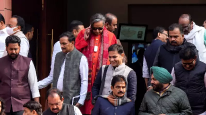 Shashi Tharoor Stumbles on Parliament Steps, Akhilesh Yadav Rushes to Assist