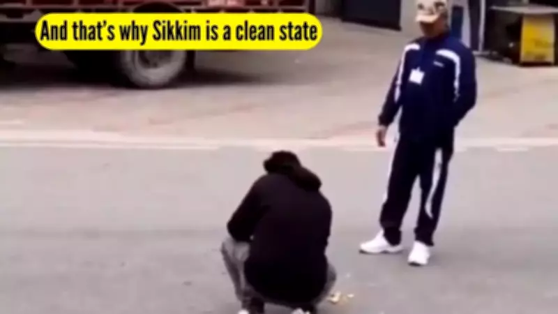 Sikkim Police Enforce Civic Duty: Tourist Forced to Pick Up Discarded Orange Peels