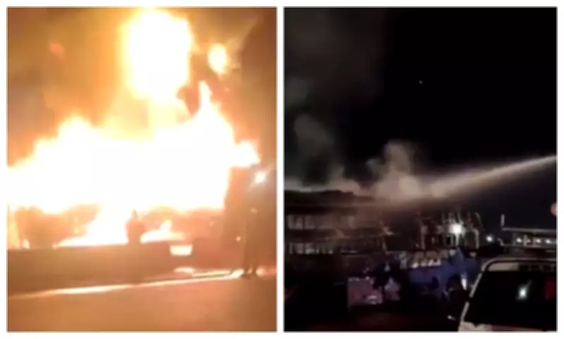 Thirty Passengers Escape Unhurt as Sleeper Bus Catches Fire Near Nelamangala