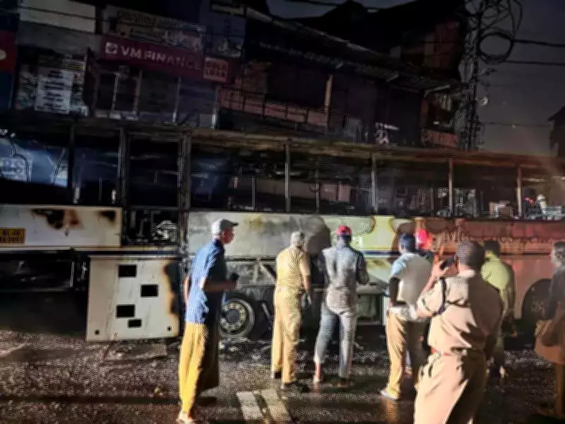 Tourist Bus 'Moksha' Catches Fire in Kottayam, 45 Passengers Escape Unhurt