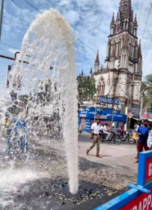 Trichy's 24x7 Water Project Trial Run Disrupted by Major Pipeline Burst