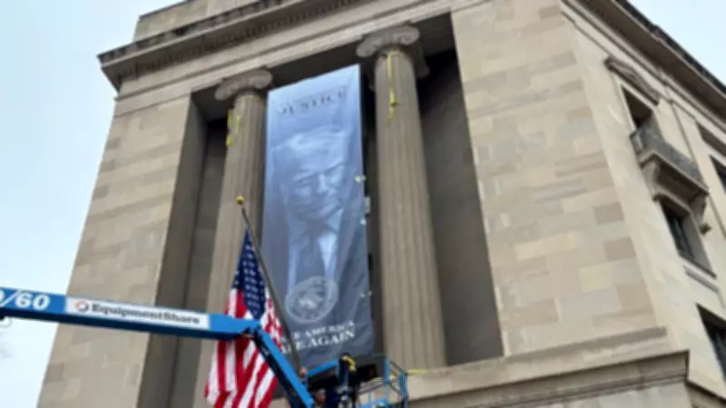 Trump Banner at Justice Department Sparks Political Firestorm in Washington