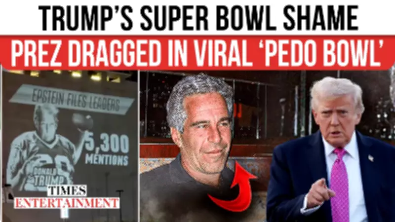 Trump Targeted in Viral 'Pedo Bowl' Projection at Las Vegas Super Bowl Eve