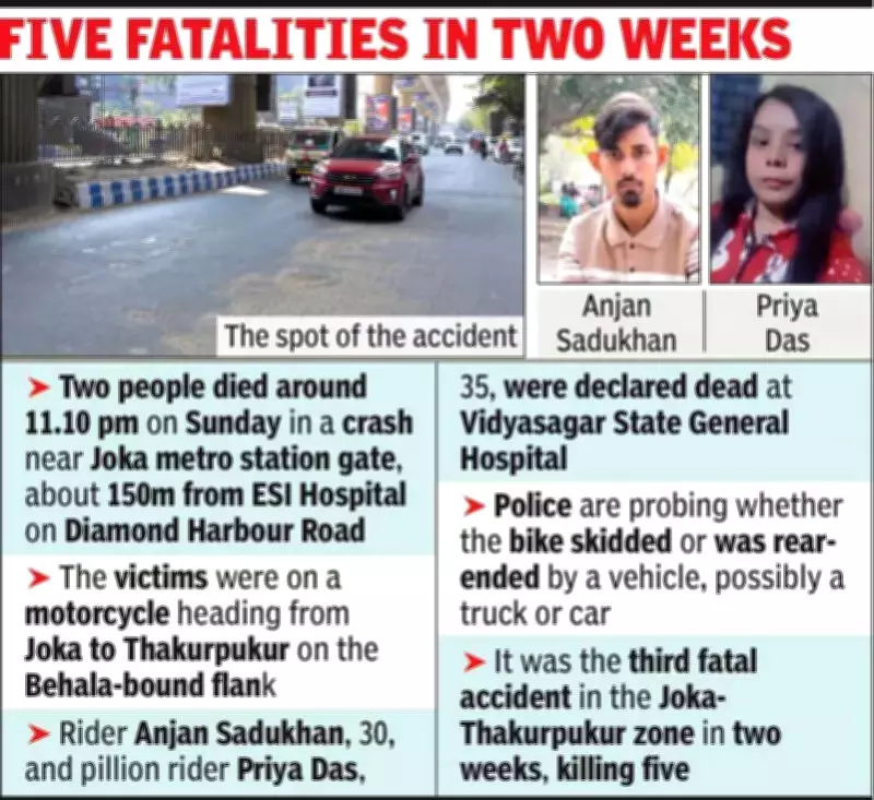 Two Killed in Late-Night Motorcycle Crash Near Joka Metro Station in Kolkata