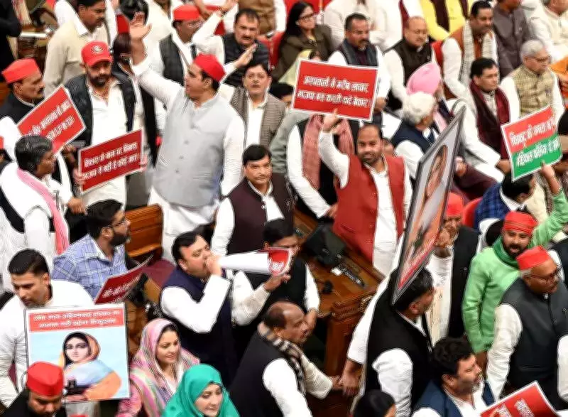 UP Assembly in Chaos as SP Protests Bulldozer Action, Voter List Revision
