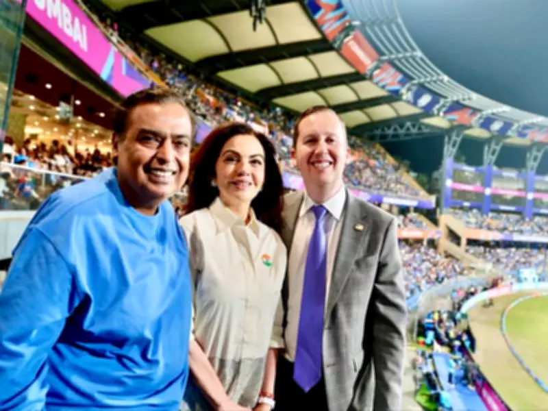 US Ambassador Sergio Gor Meets Mukesh & Nita Ambani at India-US T20 World Cup Clash