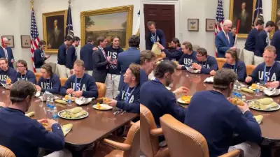 Donald Trump Hosts Winter Olympics Heroes with Double-Stacked Cheeseburgers, Viral Video Celebrates
