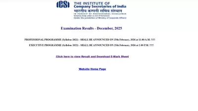 ICSI CS December 2025 Results Declared: Check Professional & Executive Scores