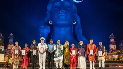 Sadhguru Launches Bhavya Bharat Bhushan Award at Mahashivaratri, Rajnath Singh Attends