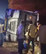 19 Injured as APSRTC Bus Overturns in Jogulamba Gadwal District Accident