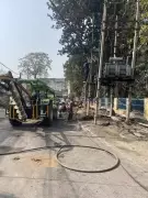 BMW Crash into Transformer in Ludhiana: Two Youths Escape as Car Bursts into Flames