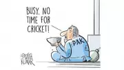 DH Cartoon Satirizes Political Priorities Over Cricket