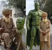 Elderly Sikh Man Crafts Batman Suit from Coconut Leaves, Sparks AI vs. Human Art Debate