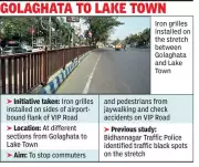 Kolkata PWD Installs Iron Grilles on VIP Road to Prevent Jaywalking Accidents